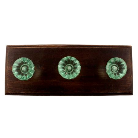Mint Paneled Sides Glass Wooden Hooks